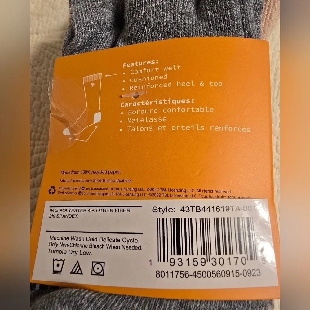 NWT Timberland Ladies Cushioned Boot Socks, Pack Of 5 Pairs